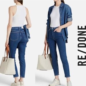 RE/DONE 90s HIGH RISE ANKLE CROP STRAIGHT LEG DARK RINSE JEAN SIZE 29 NWT
